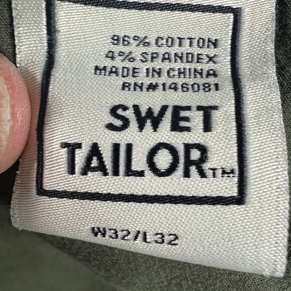 Swet Tailor Pants Men's 33x30* Slim Straight Green Stretch Chinos Tag 32x32 - Picture 7 of 16